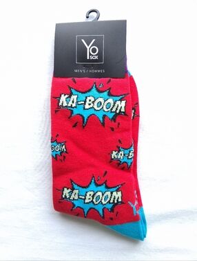 Yo Sox Socks Ka-boom Retro Comic Book Pattern Men's Size 7-12